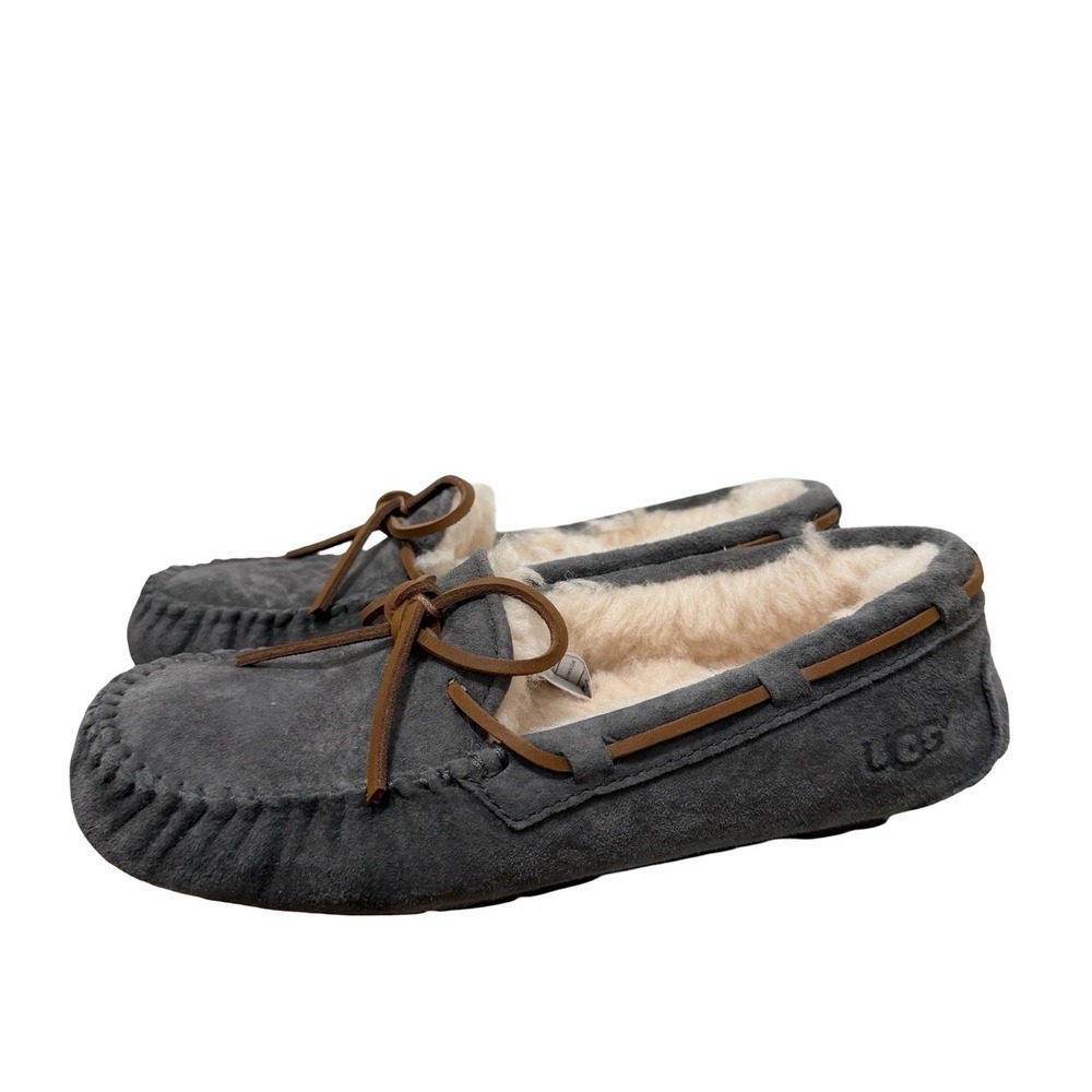 UGG Dakota Moccasin Sherling Lined Slipper Womens US 6 EU 37‎ Pewter Grey NWOB